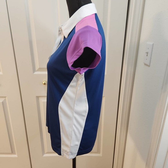Greg Norman's Women's Cap Sleeve Golf Polo Shirt size Med Navy, White and Purple - Picture 4 of 8